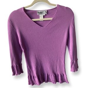 ✨HP✨NWOT vintage Joseph A Qu’est-ce que c’est silk Purple V Neck Sweater Size XL